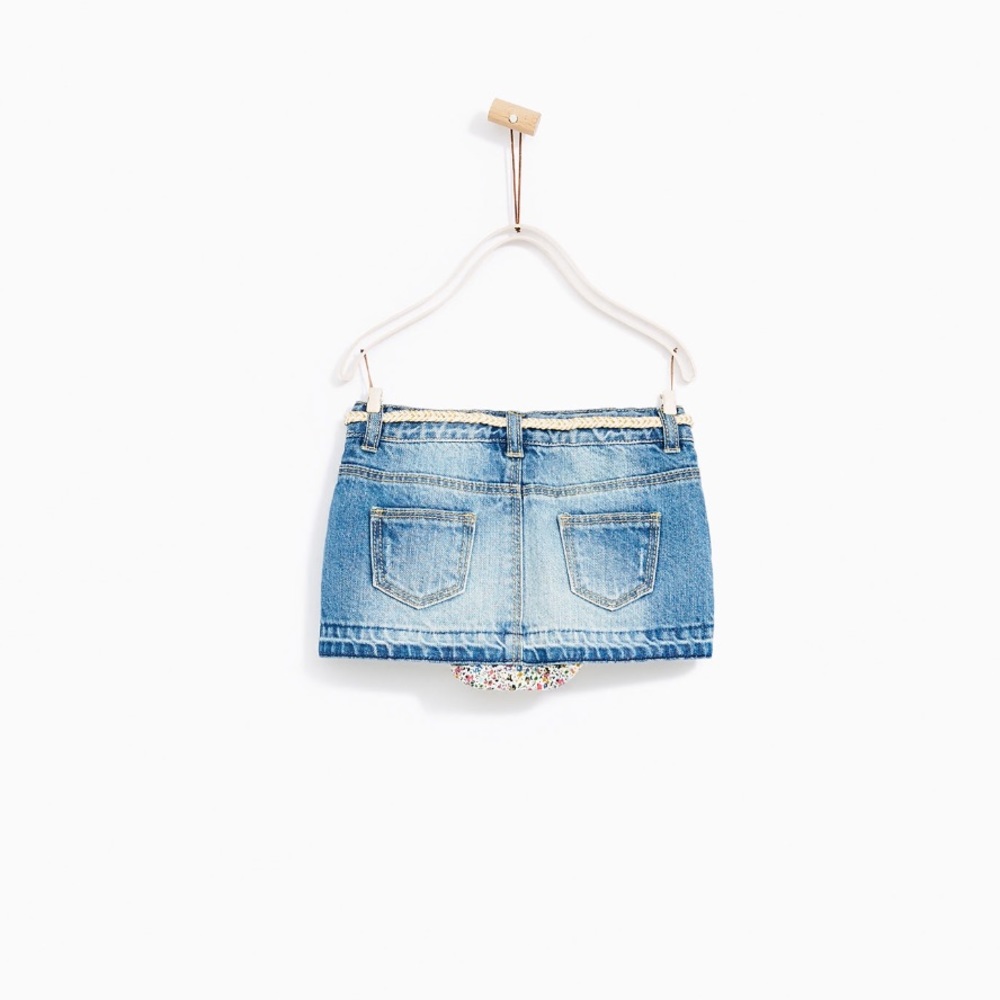 Zara kids denim skirt with briefs and lace patches - Picture 2 of 5